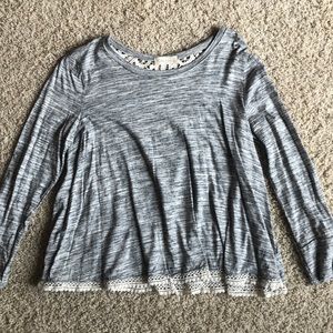 Altar’d State Gray Lace Blouse Size Medium
